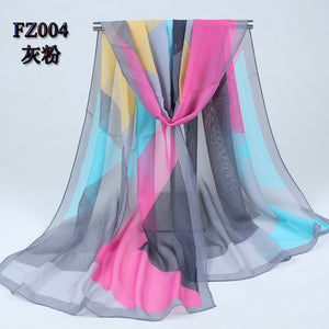 new arrival 2017 spring and autumn chiffon women scarf polyester geometric pattern design long soft silk shawl 004