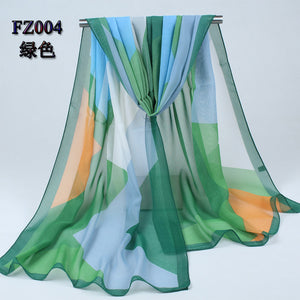 new arrival 2017 spring and autumn chiffon women scarf polyester geometric pattern design long soft silk shawl 004