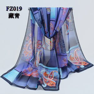 new arrival 2017 spring and autumn chiffon women scarf polyester geometric pattern design long soft silk shawl 004