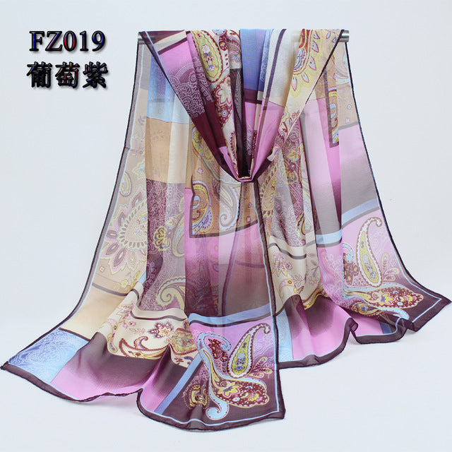 new arrival 2017 spring and autumn chiffon women scarf polyester geometric pattern design long soft silk shawl 004