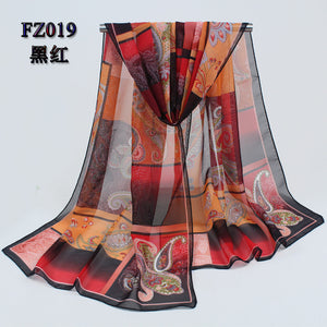 new arrival 2017 spring and autumn chiffon women scarf polyester geometric pattern design long soft silk shawl 004