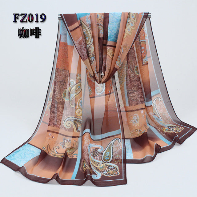 new arrival 2017 spring and autumn chiffon women scarf polyester geometric pattern design long soft silk shawl 004