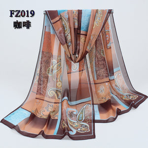 new arrival 2017 spring and autumn chiffon women scarf polyester geometric pattern design long soft silk shawl 004