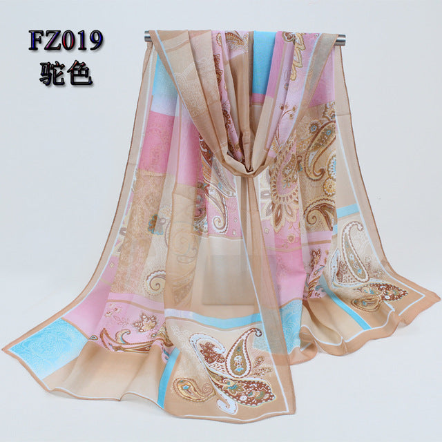 new arrival 2017 spring and autumn chiffon women scarf polyester geometric pattern design long soft silk shawl 004