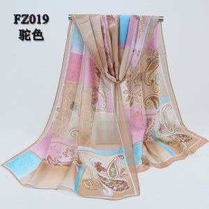 new arrival 2017 spring and autumn chiffon women scarf polyester geometric pattern design long soft silk shawl 004