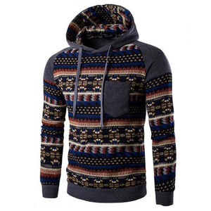 Fashion Men Blouse Retro Printing Long Sleeve Hoodie Hooded Sweatshirt Tops Jacket Coat Outwear Plus Size #LSW