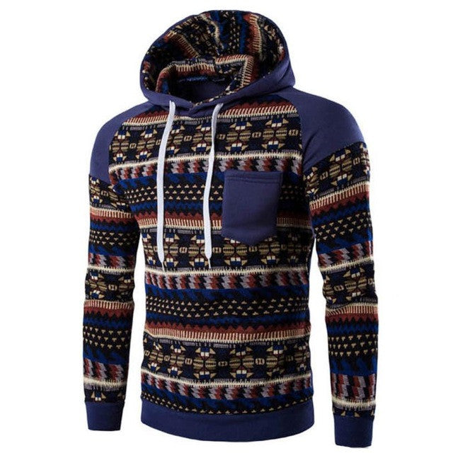 Fashion Men Blouse Retro Printing Long Sleeve Hoodie Hooded Sweatshirt Tops Jacket Coat Outwear Plus Size #LSW