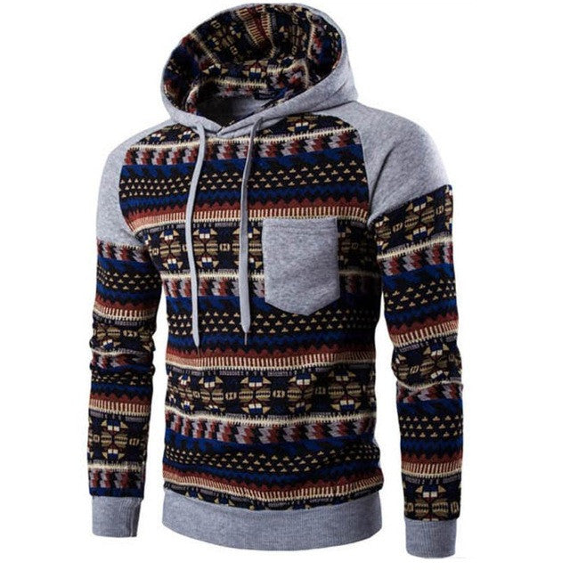 Fashion Men Blouse Retro Printing Long Sleeve Hoodie Hooded Sweatshirt Tops Jacket Coat Outwear Plus Size #LSW