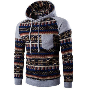 Fashion Men Blouse Retro Printing Long Sleeve Hoodie Hooded Sweatshirt Tops Jacket Coat Outwear Plus Size #LSW