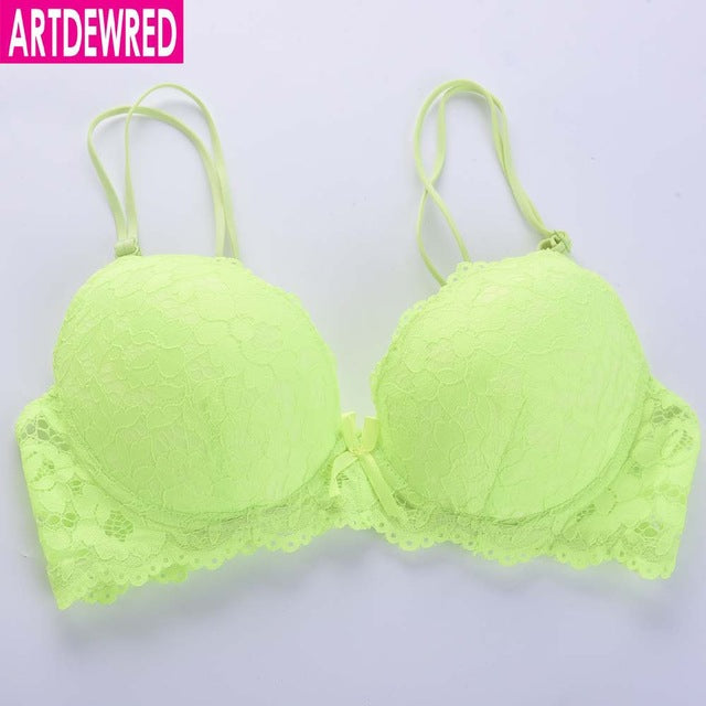 Buy Coface Women's Sexy Embroidered Push Up Bra,Green,34 / 75 E
