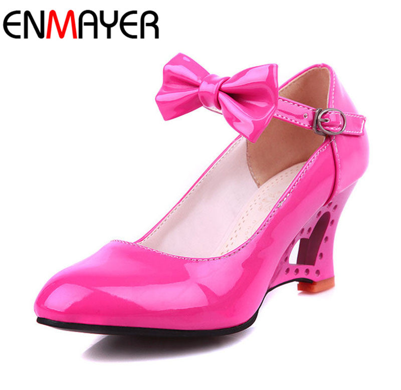 Wedges Women Shoes Sweet Heart Princess Bow Women Wedding Shoes Fretwork Wedges Medium Heels Casual Women Pumps Plus Size 34-42