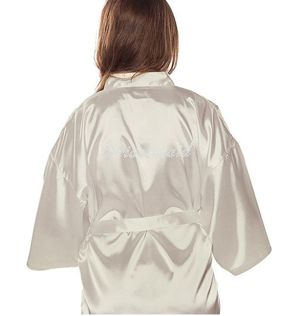 Robe Wedding Bride Women Sleepwear nightwear White Bridal Dress Bathrobe Night dress Home Gown Sleepwear Nightgown Dressing Gow