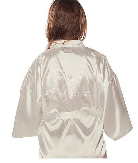 Robe Wedding Bride Women Sleepwear nightwear White Bridal Dress Bathrobe Night dress Home Gown Sleepwear Nightgown Dressing Gow