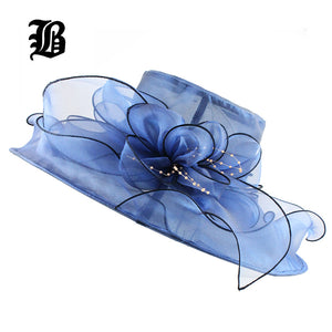 [FLB] Brim Foldable Wedding Dress Church Hats Beach Summer Fashion Hats For Women Gorras Sun Trilby Cap Sun Derby Hat
