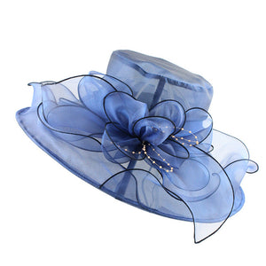 [FLB] Brim Foldable Wedding Dress Church Hats Beach Summer Fashion Hats For Women Gorras Sun Trilby Cap Sun Derby Hat