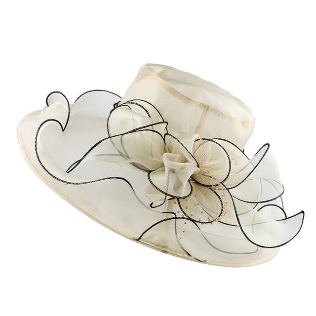[FLB] Brim Foldable Wedding Dress Church Hats Beach Summer Fashion Hats For Women Gorras Sun Trilby Cap Sun Derby Hat