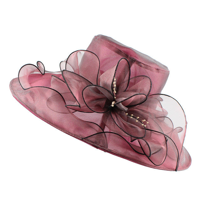 [FLB] Brim Foldable Wedding Dress Church Hats Beach Summer Fashion Hats For Women Gorras Sun Trilby Cap Sun Derby Hat