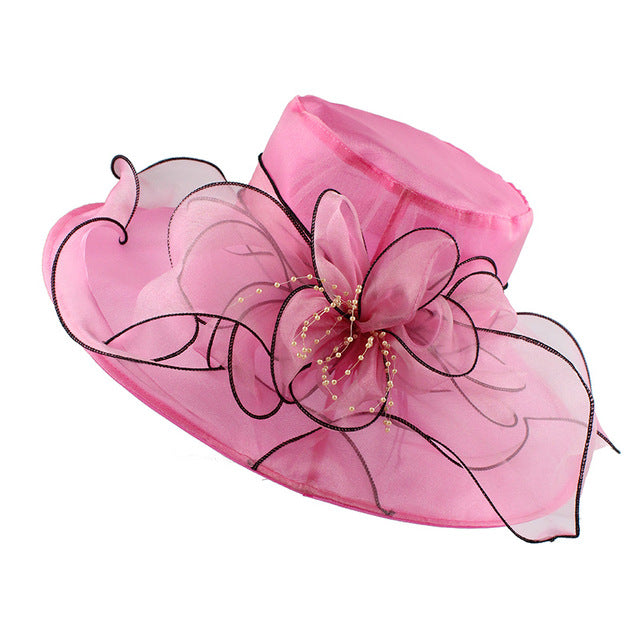 [FLB] Brim Foldable Wedding Dress Church Hats Beach Summer Fashion Hats For Women Gorras Sun Trilby Cap Sun Derby Hat