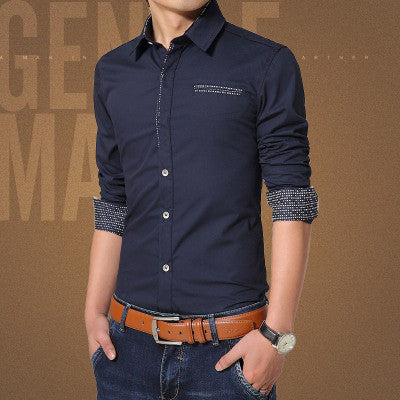 Men Shirts Europe Size New Arrivals Slim Fit Male Shirt Solid Long Sleeve British Style Cotton Men's Shirt N332