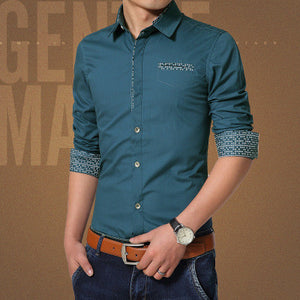 Men Shirts Europe Size New Arrivals Slim Fit Male Shirt Solid Long Sleeve British Style Cotton Men's Shirt N332